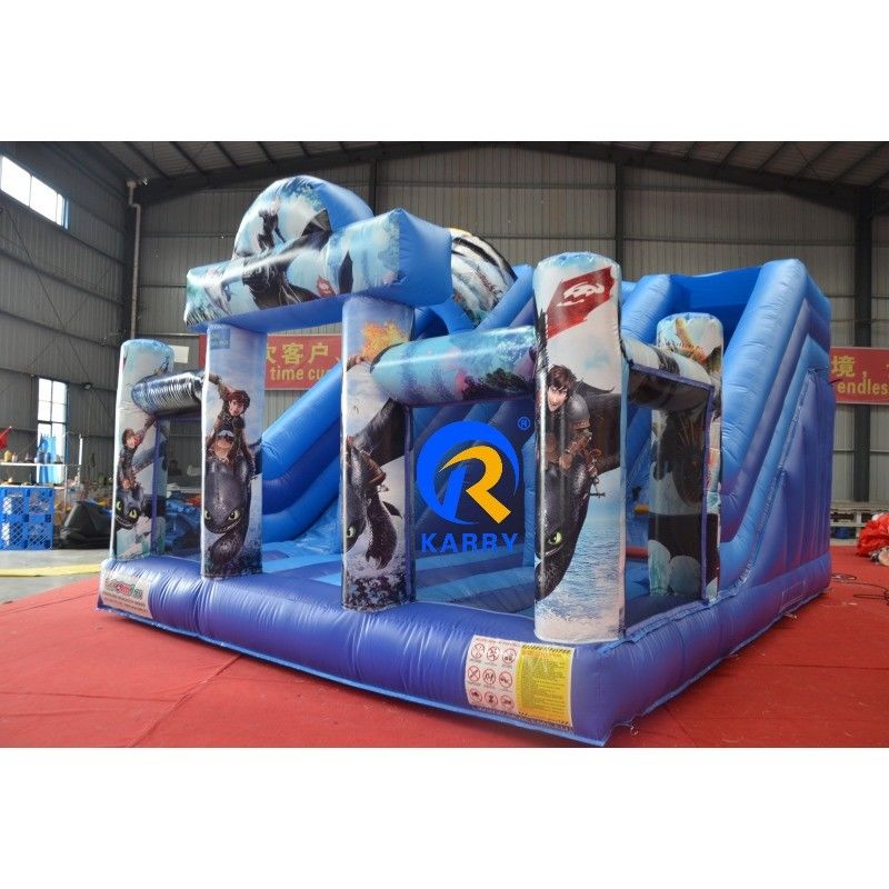Combo de glissière gonflable en PVC Comment entraîner votre dragon Château de saut à double voie