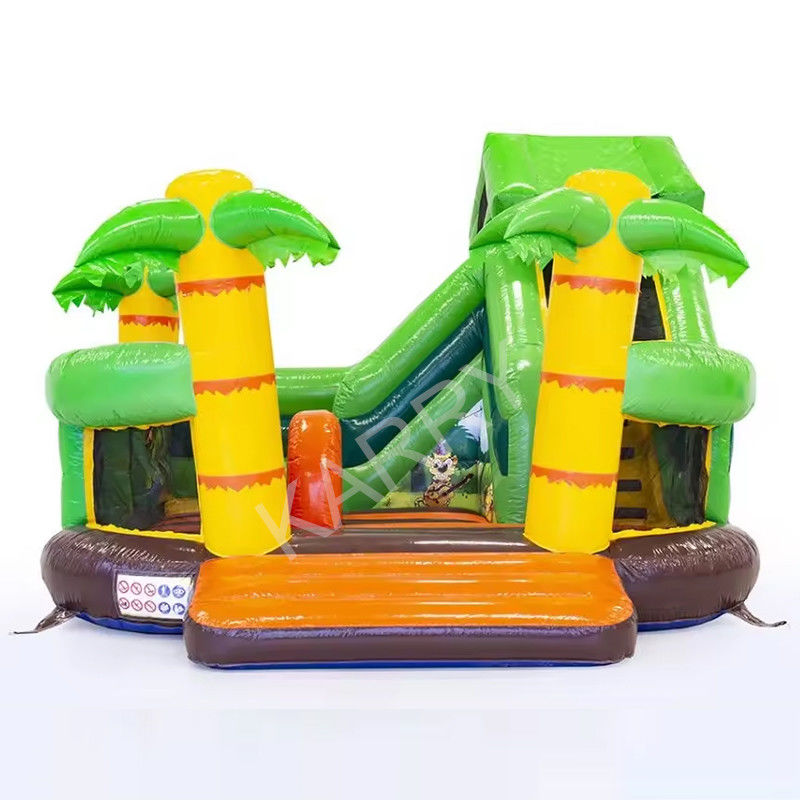 Jeu interactif pour enfants de style hawaïen Palm Tree Bouncy Jumping House avec toboggan aquatique