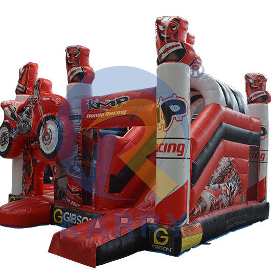 Bouncy Red 3D Racing Castle Slide Combo avec le château gonflable et le logo personnalisé