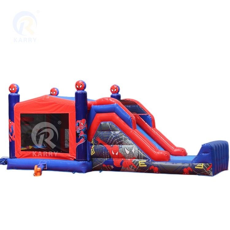 Château à saut gonflable de couleur personnalisée Spiderman Château à saut avec combo de diapositive