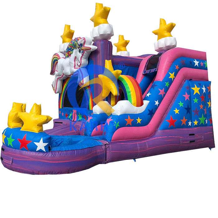 Taille personnalisée maisons gonflables maison rebondisseuse toboggan d'eau avec Rainbow Unicorn Design