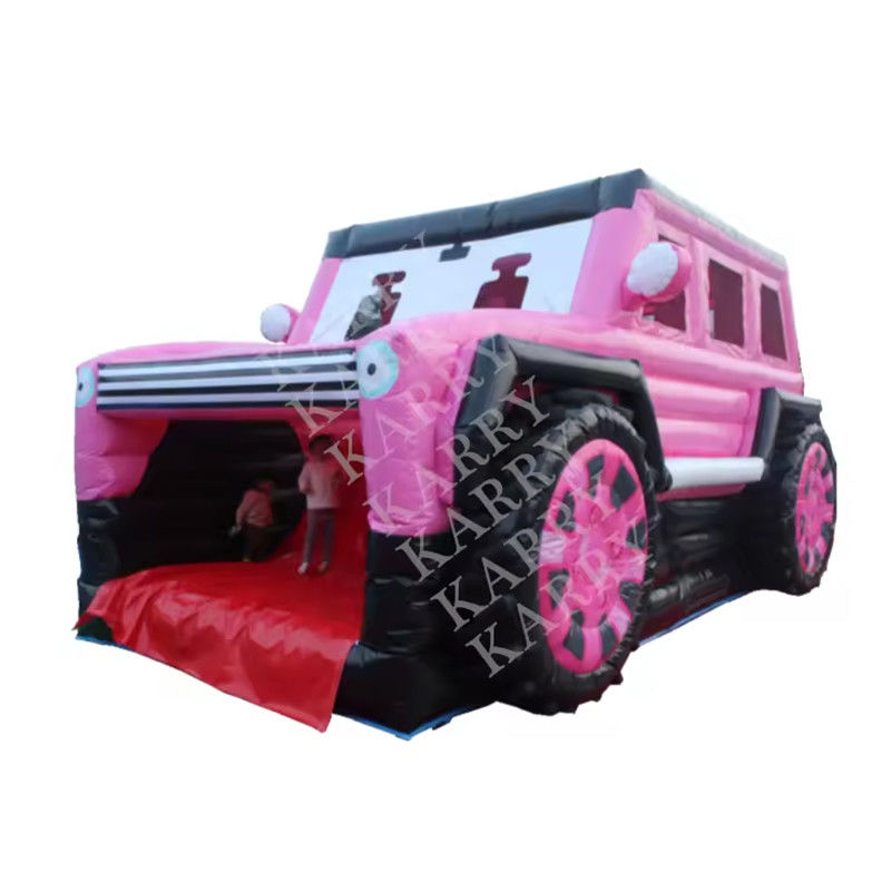 Blower avec Blower Jeep rose maison gonflable avec glissement et bouncer pour les adolescents
