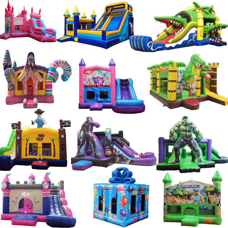 Unisexe personnalisé Château à rebondir coloré Maison et toboggan à l' eau Location de fête avec souffleur
