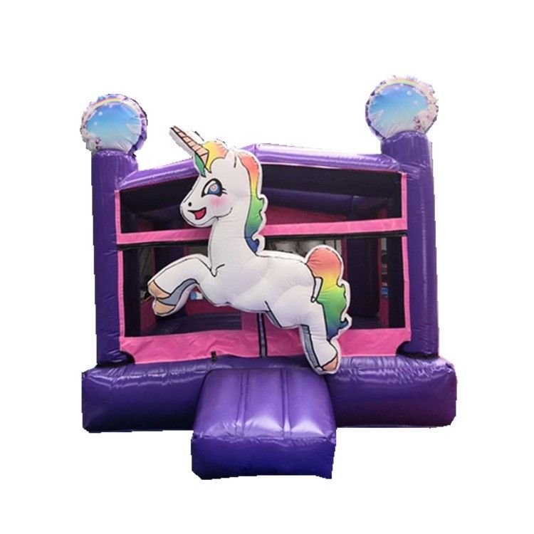Impression numérique arc-en-ciel unicorne PVC château violet gonflable