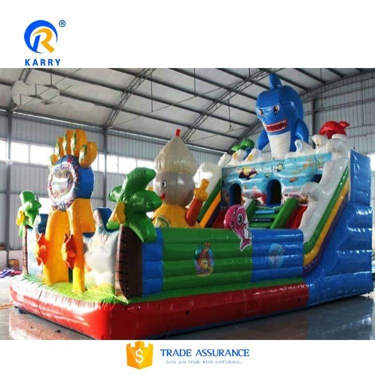 Thème du monde de la mer Grand toboggan gonflable ville amusante maison de rebond commercial 8x5x5.2m