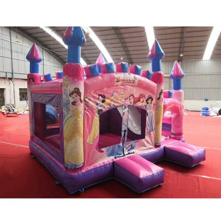 5*5*4.2m Salto en l'air gonflable château combo glisser pour la princesse rose