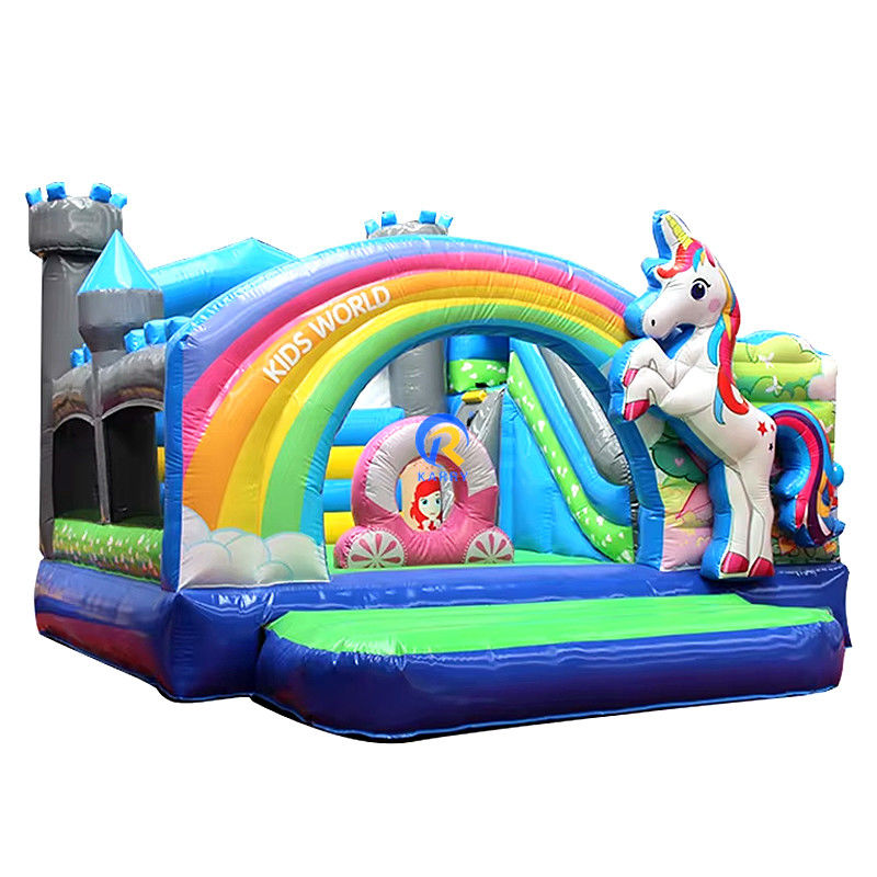 Portable Château de jeux pour enfants maison avec licorne et pont arc-en-ciel